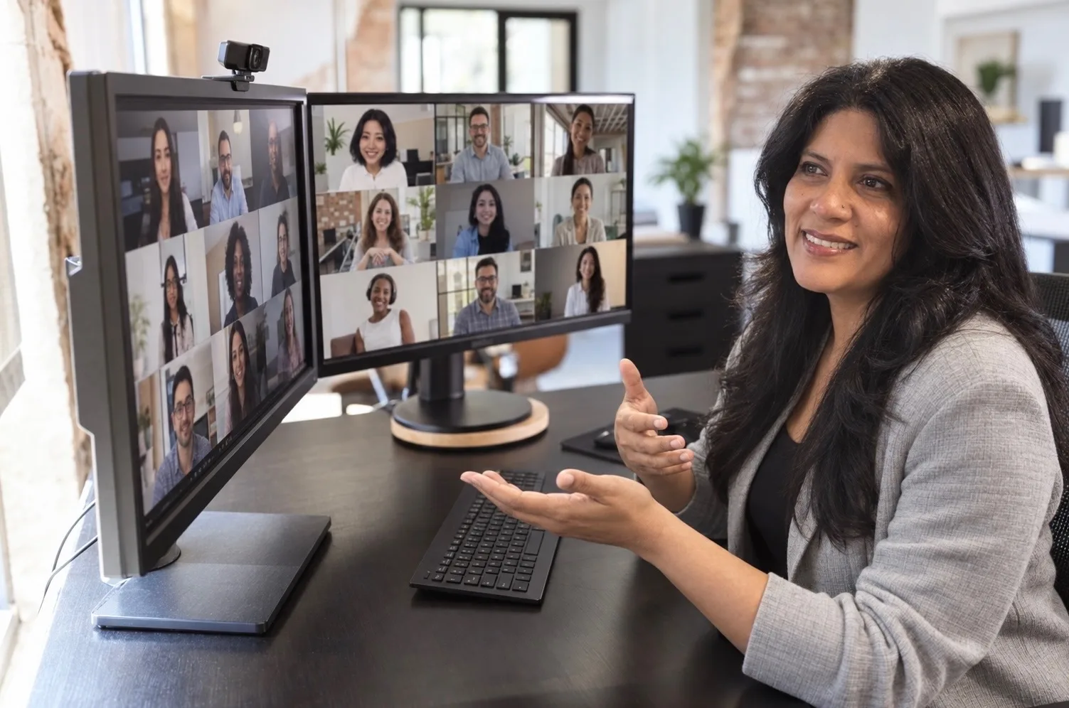 Professional woman at her desk returning a new lead call within the 7-day window