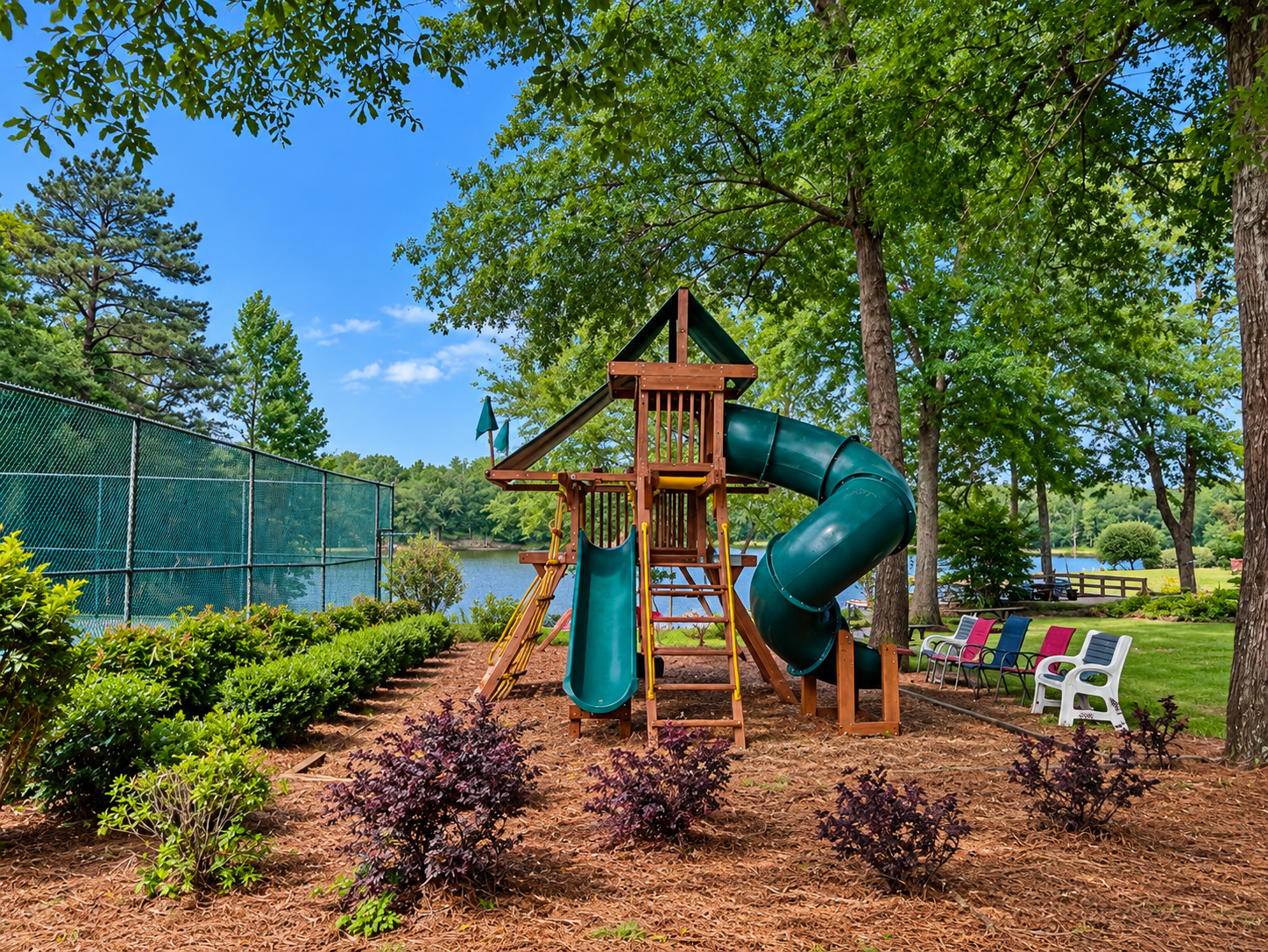 Lakeside playground in Foxchase on Emerald Lake, Opelika, Alabama