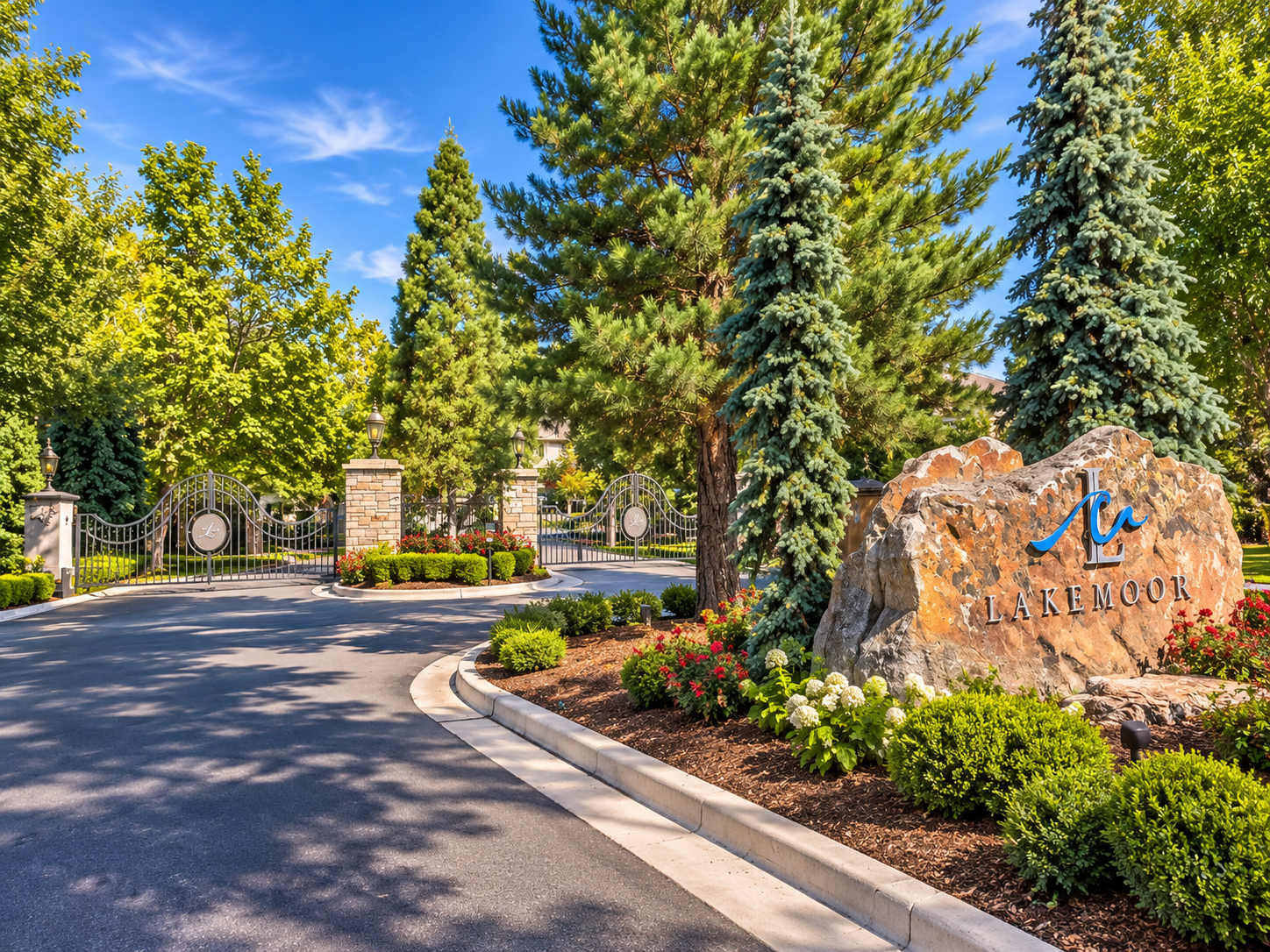 Entrance to the Lakemoor community in Eagle, Idaho.