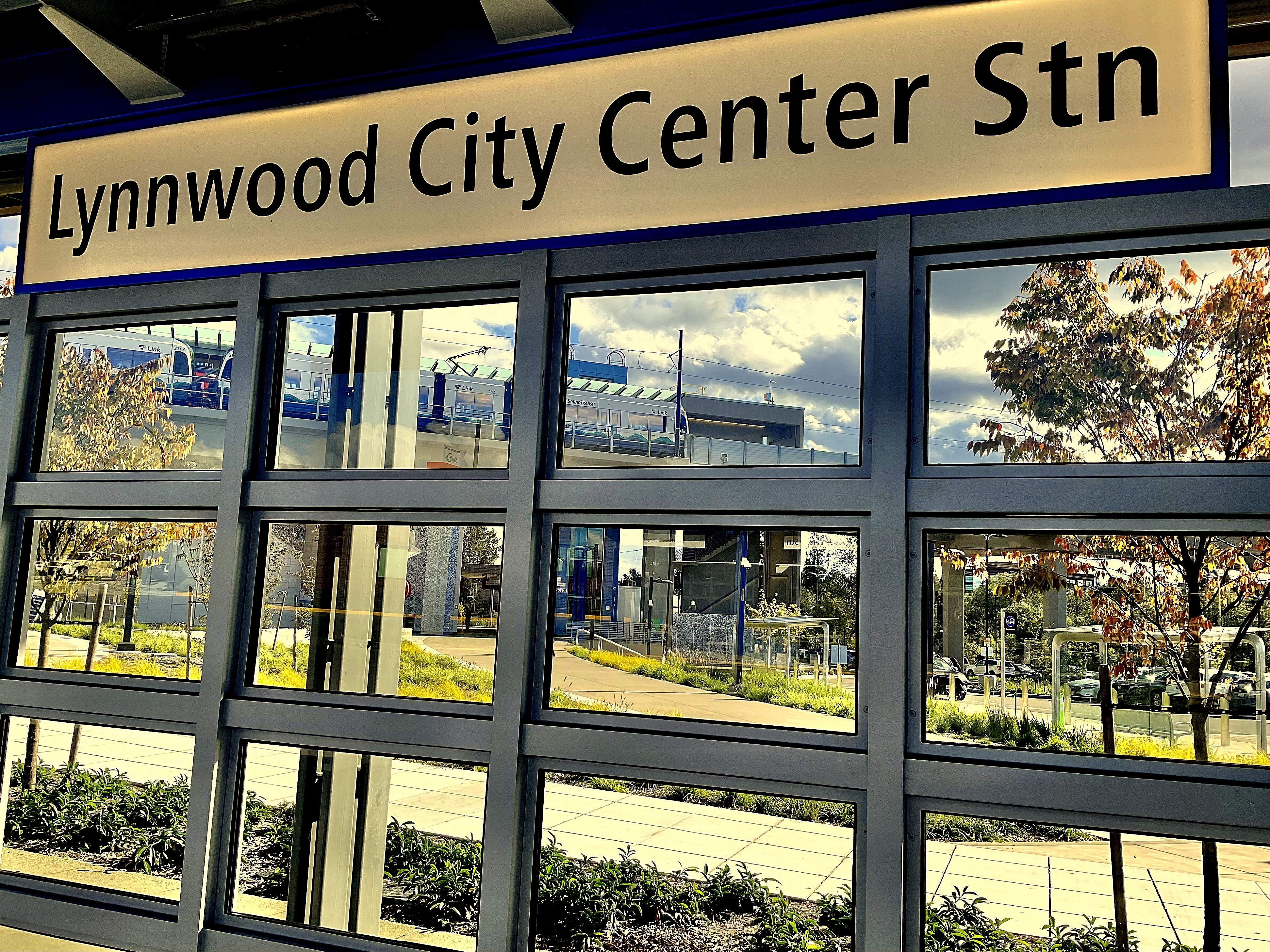 The Lynnwood City Center light rail station, the northern terminus of Sound Transit Link light rail in Lynnwood, Washington