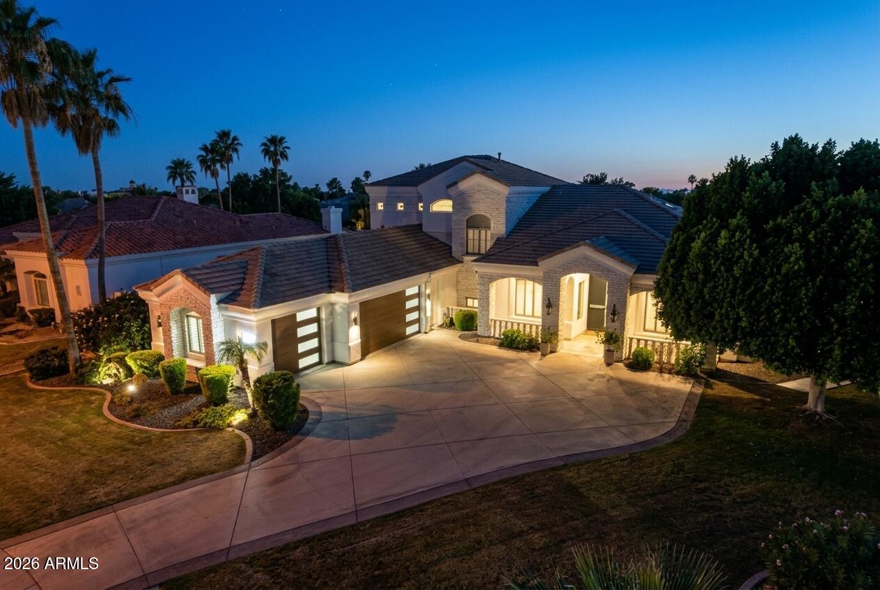 Front view of 1232 W Sunrise Place with Mediterranean-inspired architecture