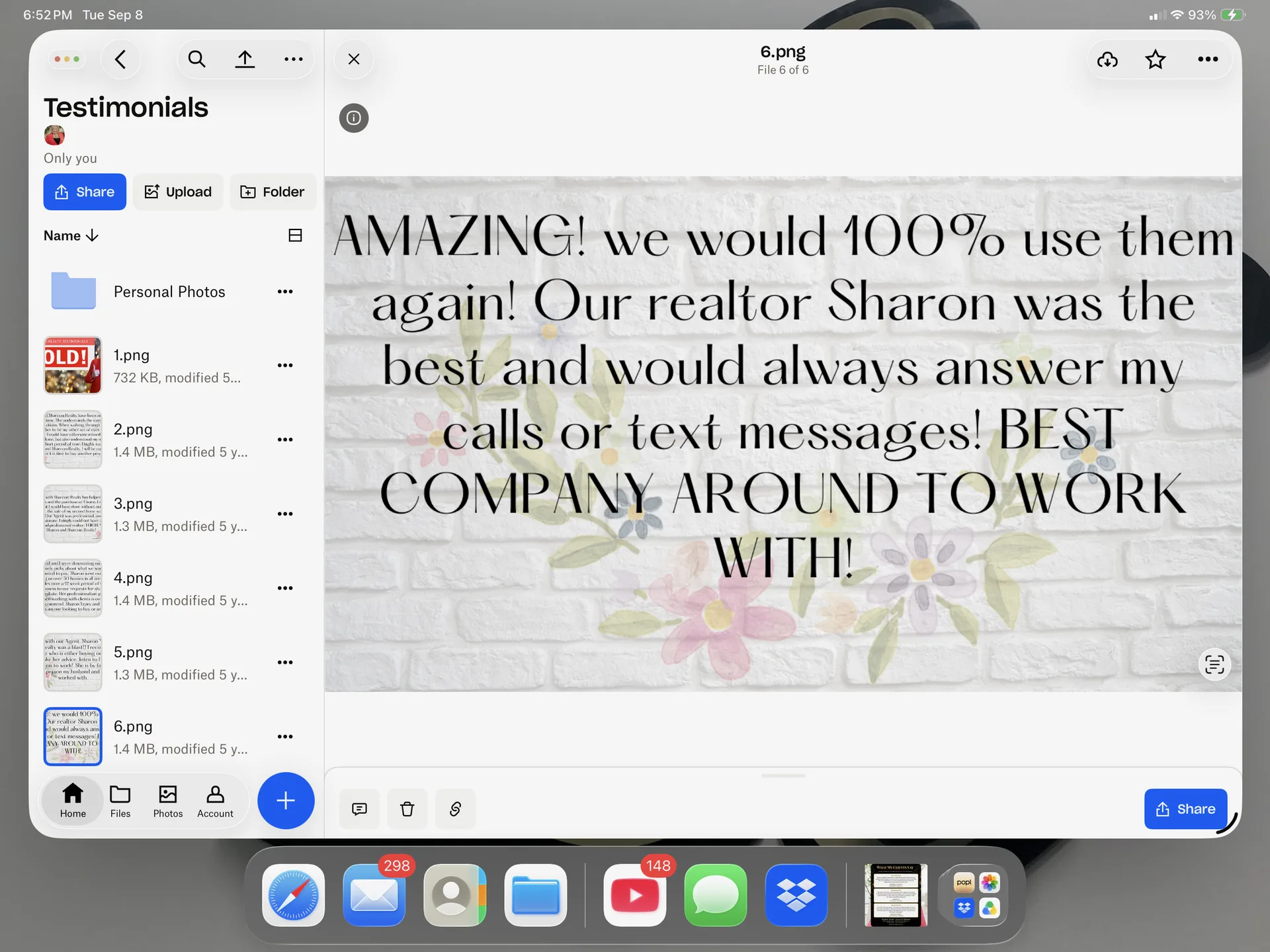 A written client recommendation for Sharon Yeary, Associate Broker with eXp Realty