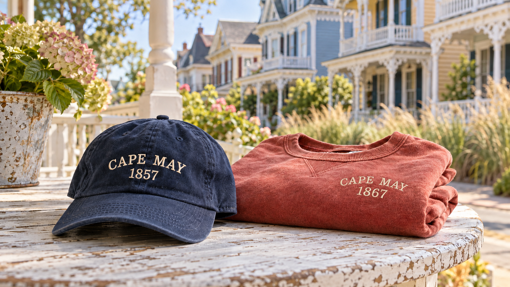Historic Victorian buildings in Cape May, New Jersey.