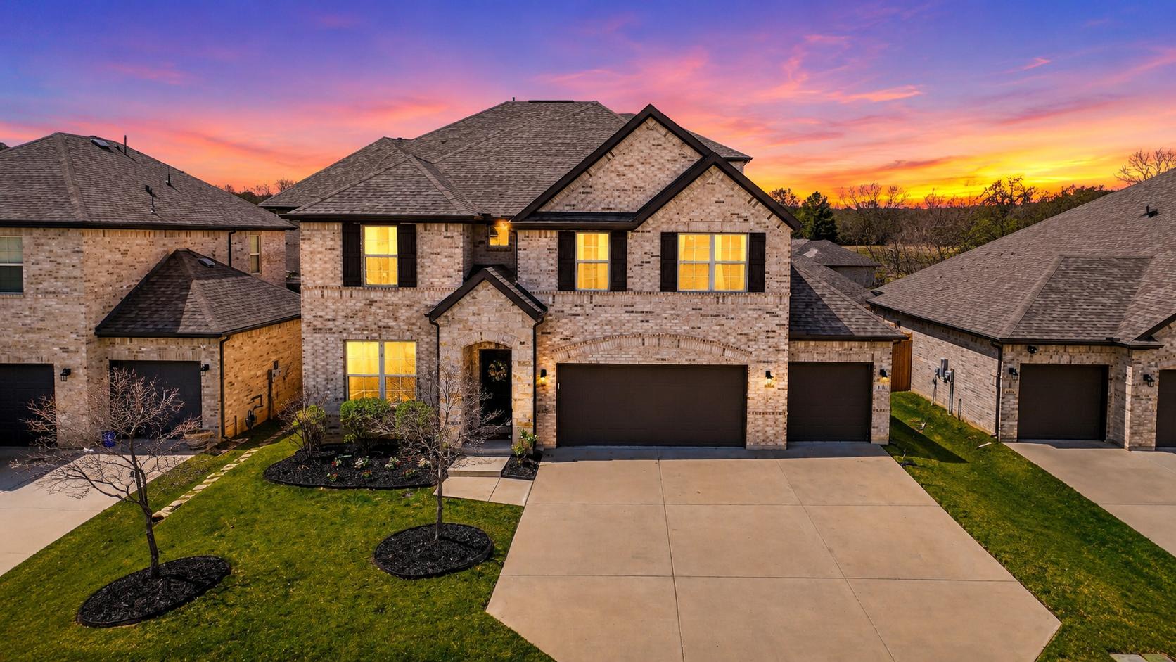 4132 Kyles Landing Dr, Hickory Creek TX, front exterior of Sycamore Cove lakeside home