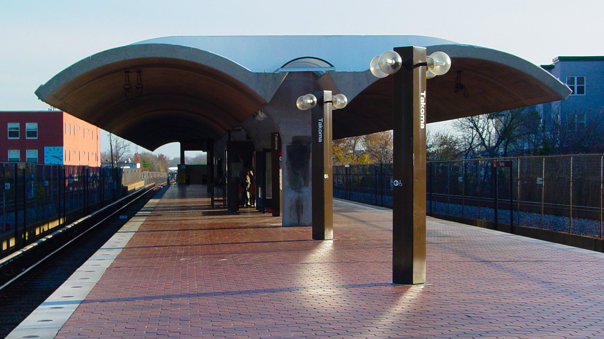 Takoma Red Line Metro station viewed from outside in Takoma Park