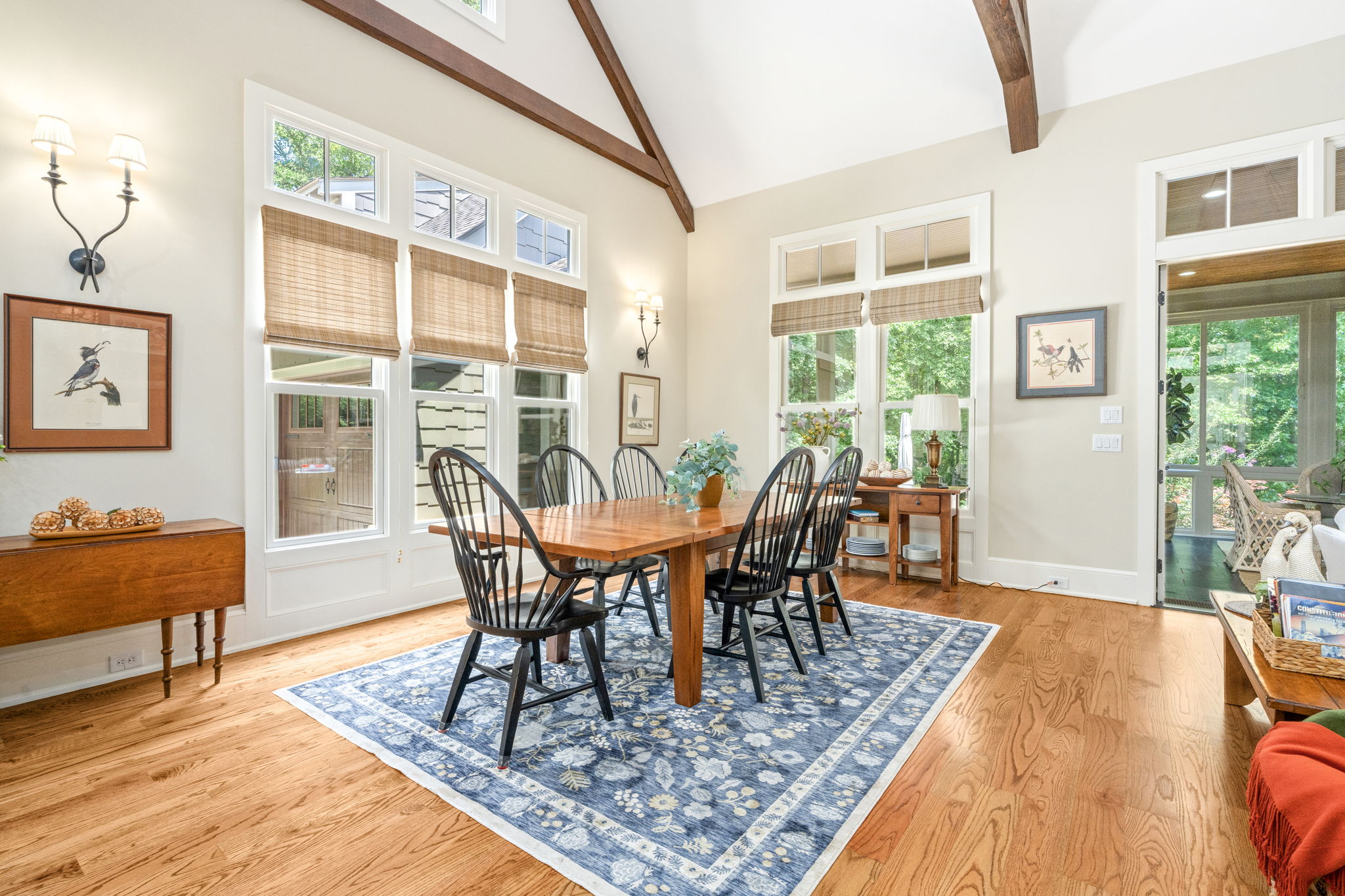 Dining room surrounded by windows