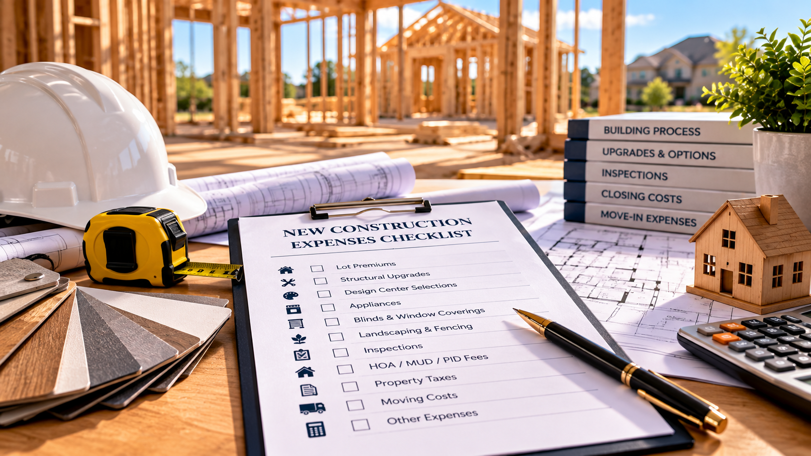 A new-construction expenses checklist with cost line items in North Texas