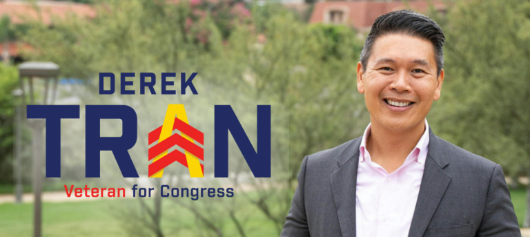Derek Tran campaign headshot with Veteran for Congress tagline