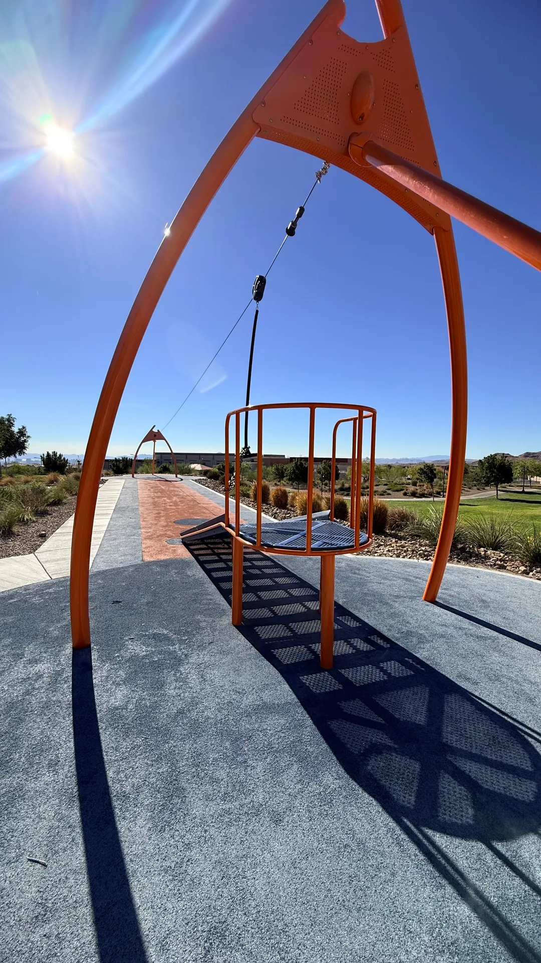 Zipline play structure in a Summerlin community park