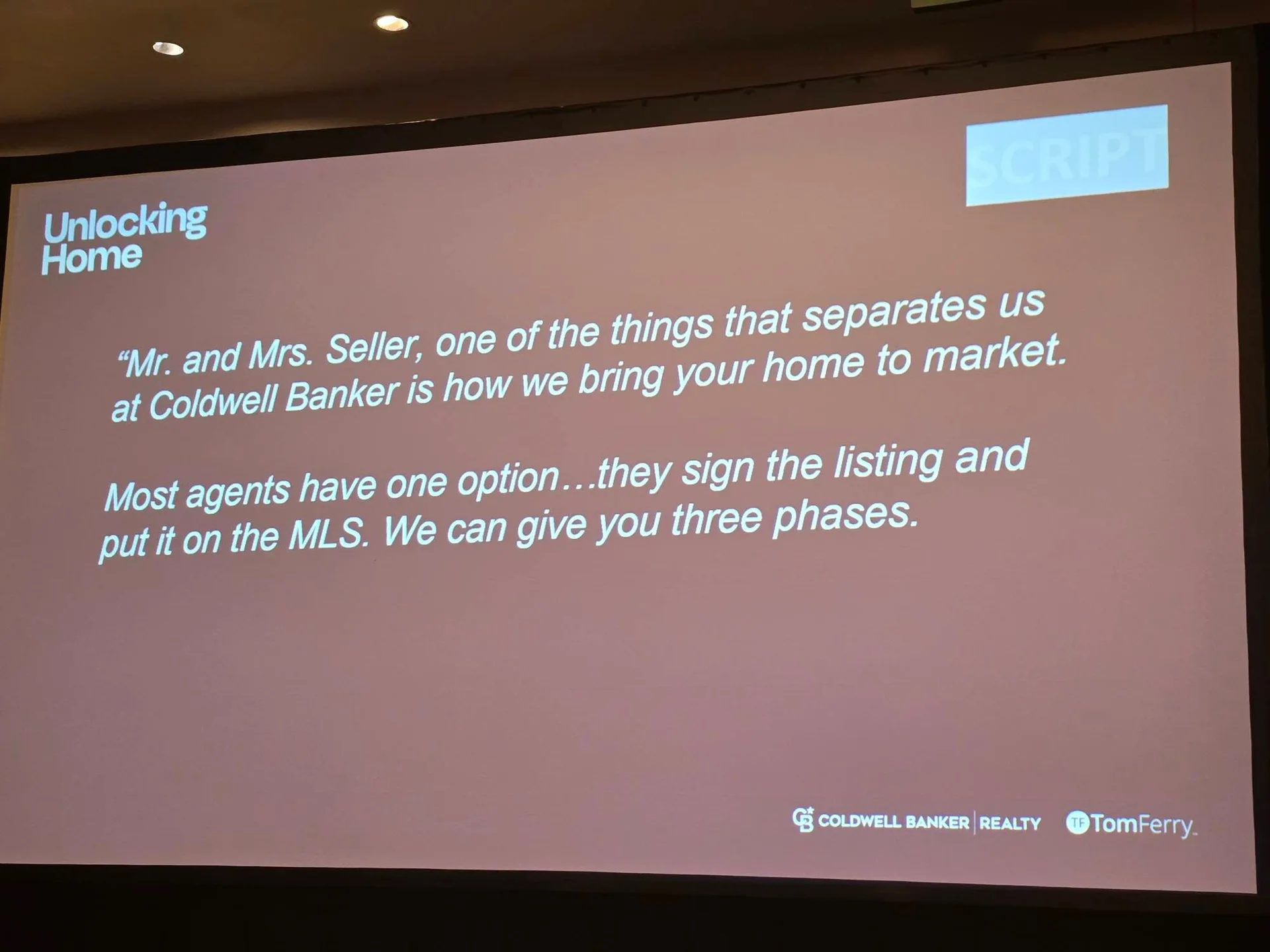 Photo from the Unlocking Home training with Coldwell Banker and Tom Ferry