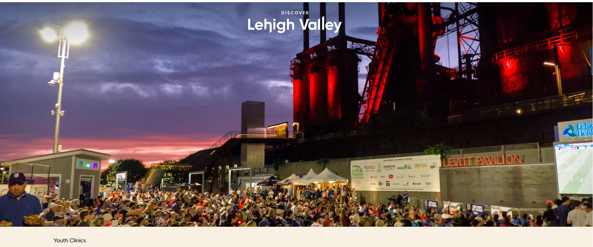 SoccerFest 2026 viewing party at SteelStacks in Bethlehem PA with fans watching the World Cup on outdoor screens