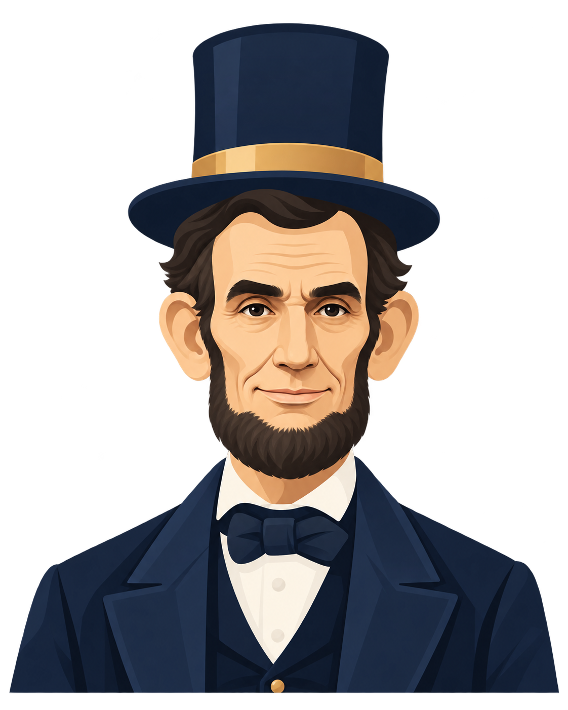 Lincoln-style portrait in a top hat