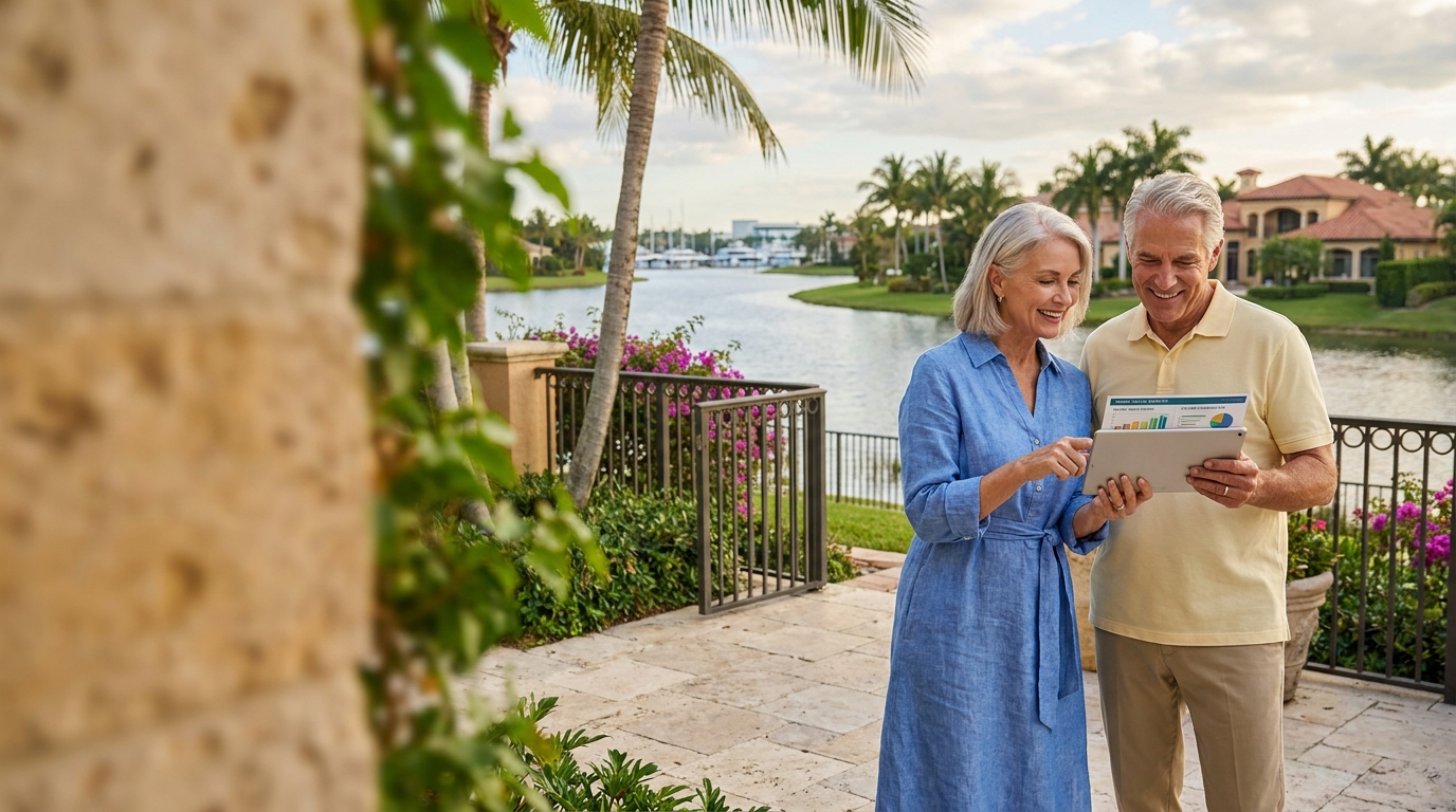 Couple reviewing their home value report