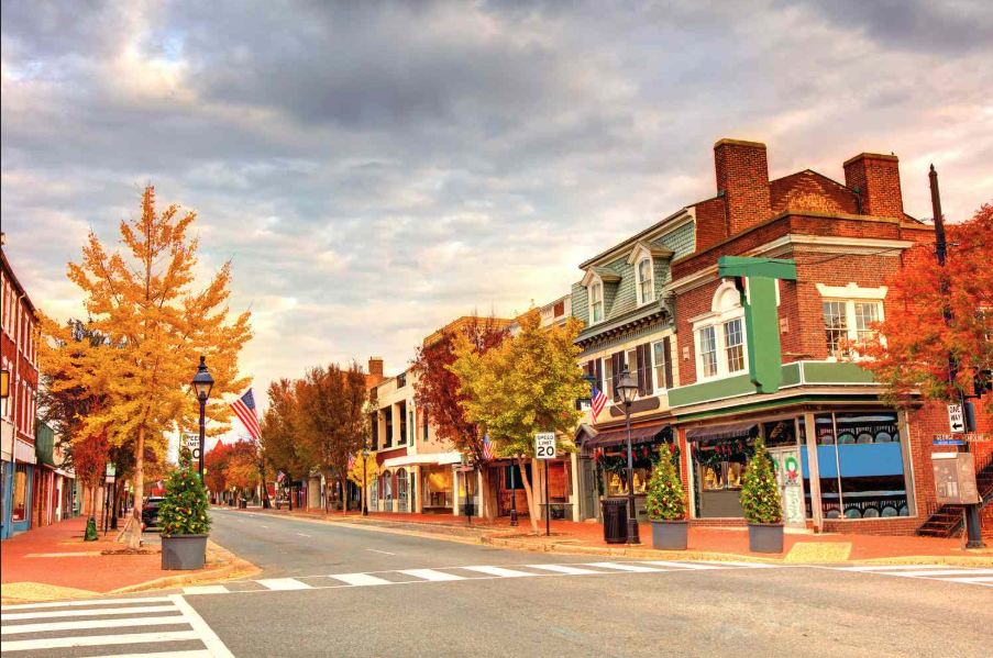 Historic downtown Fredericksburg Virginia