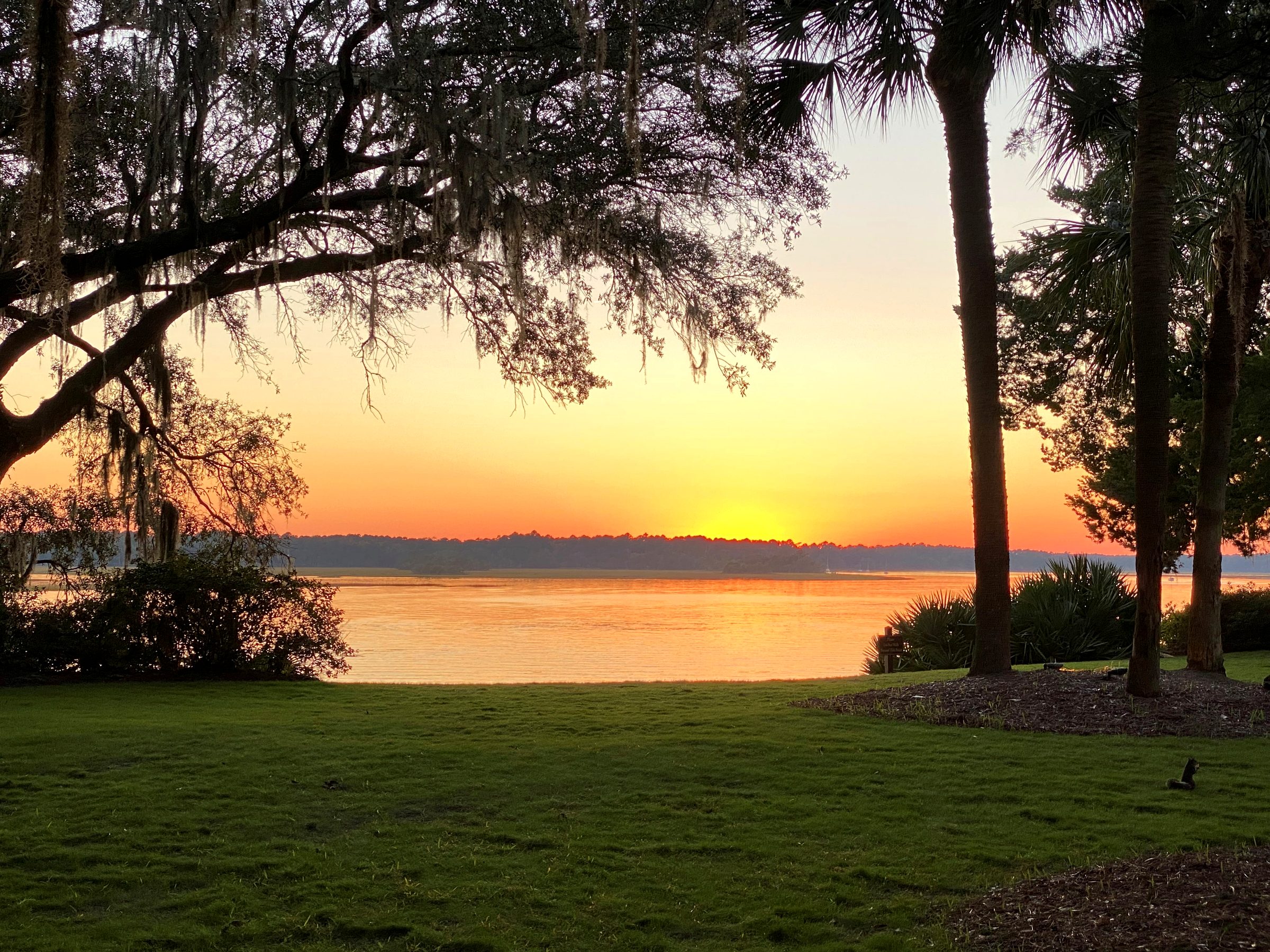 Golden-hour sunset over the water in Bluffton, SC