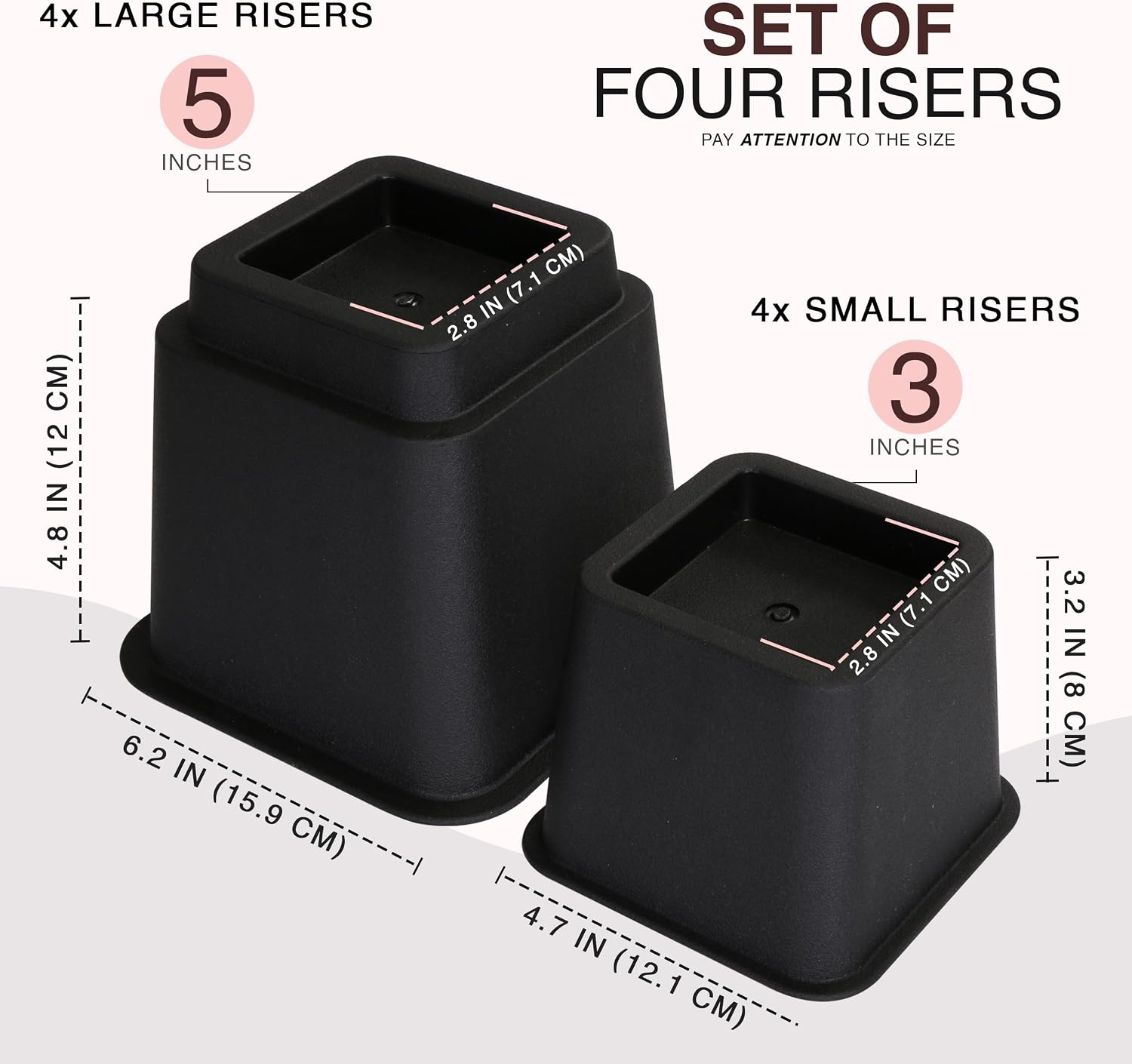Utopia Bedding Adjustable Bed Risers 3 & 5 Inch - various colors