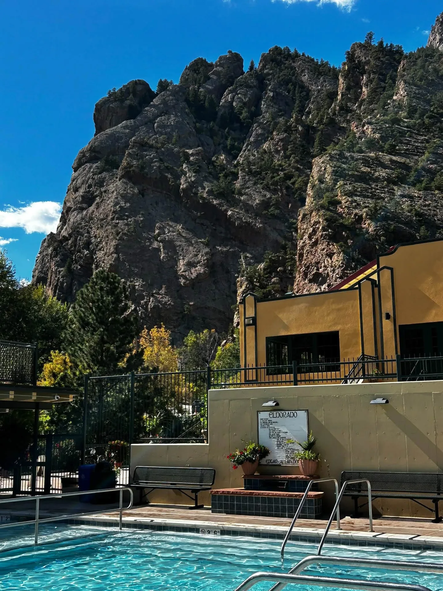 Kate's photo from yesterday of the turquoise Eldorado Springs Pool nestled between the towering golden sandstone walls of Eldorado Canyon