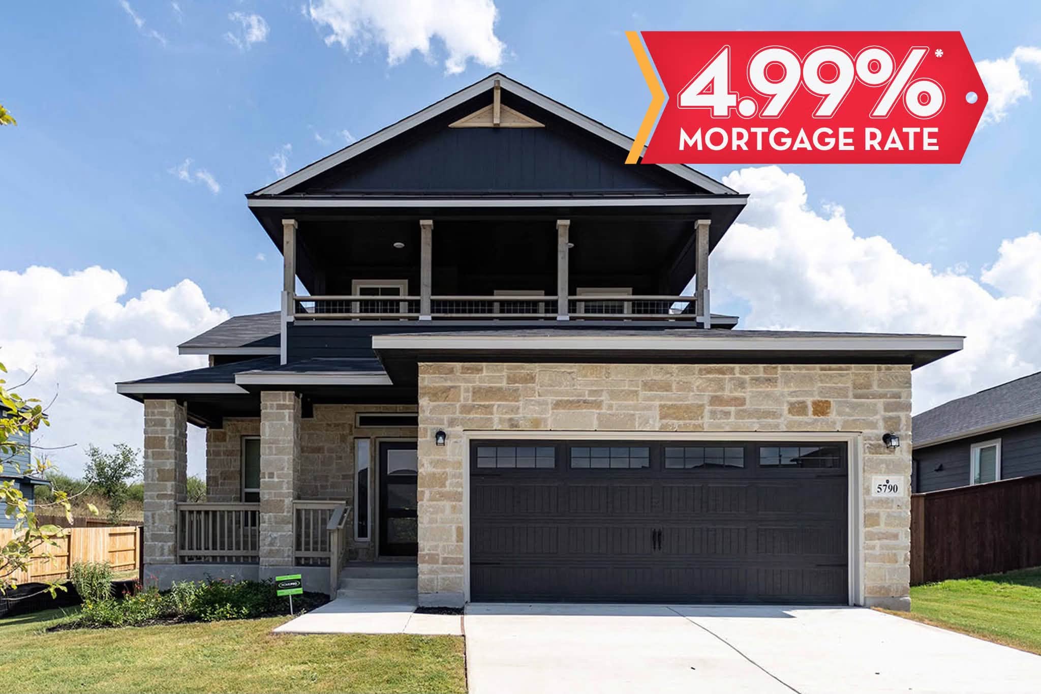 CastleRock model home exterior with the builder's advertised financing example.