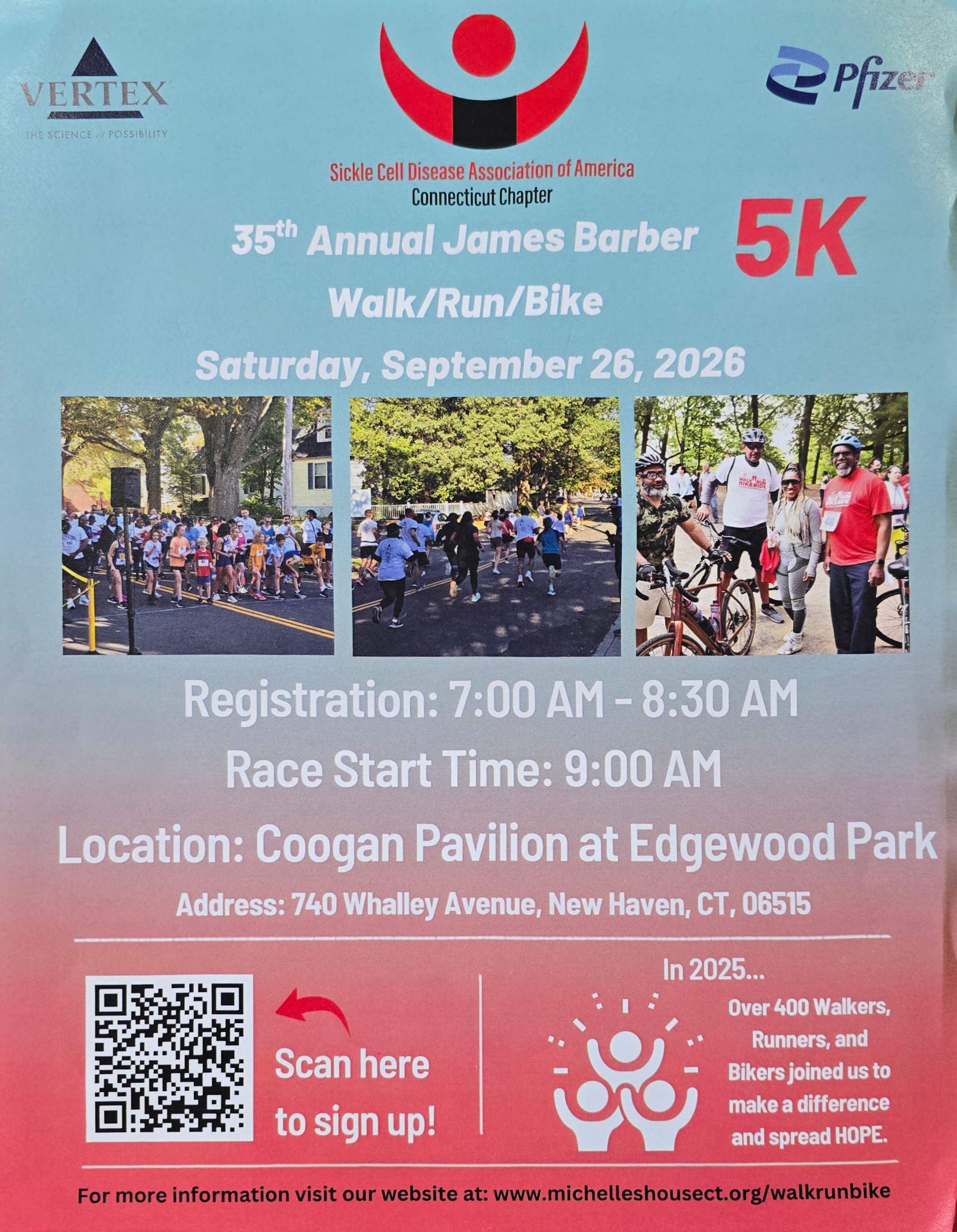 Flyer for the 35th Annual James Barber 5K Walk/Run/Bike in New Haven.