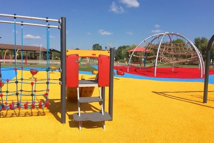 Playground and green space at Quaker Park in Westfield