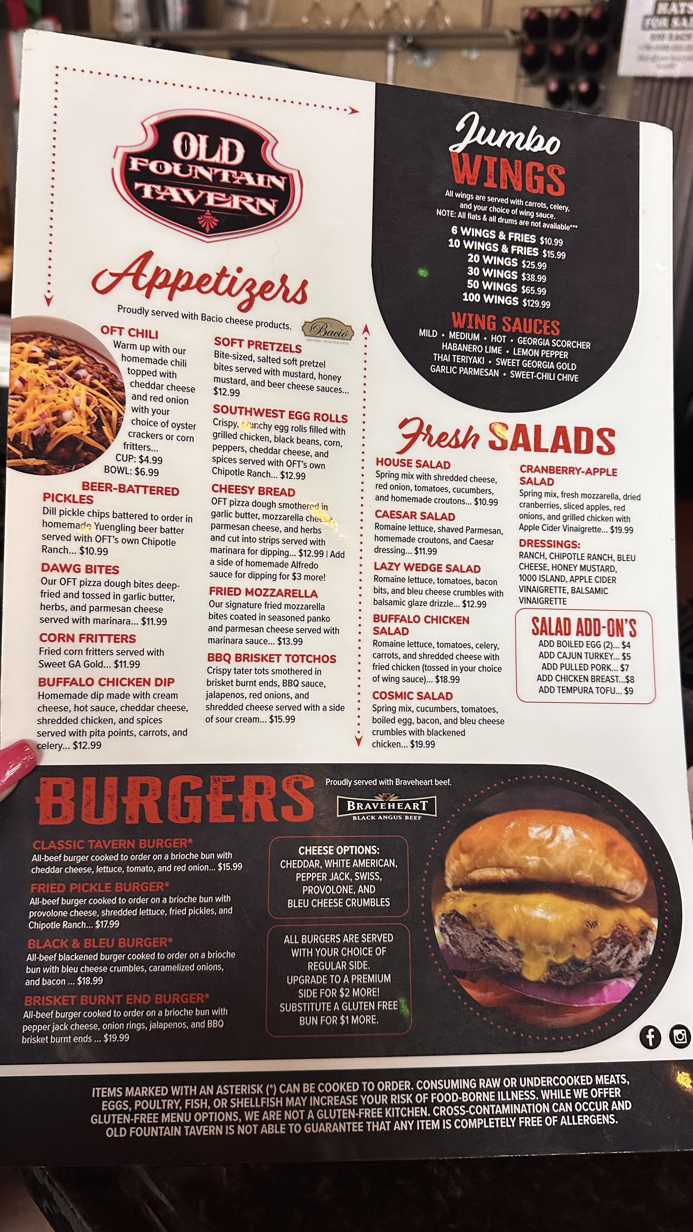 Old Fountain Tavern menu in Dacula Georgia