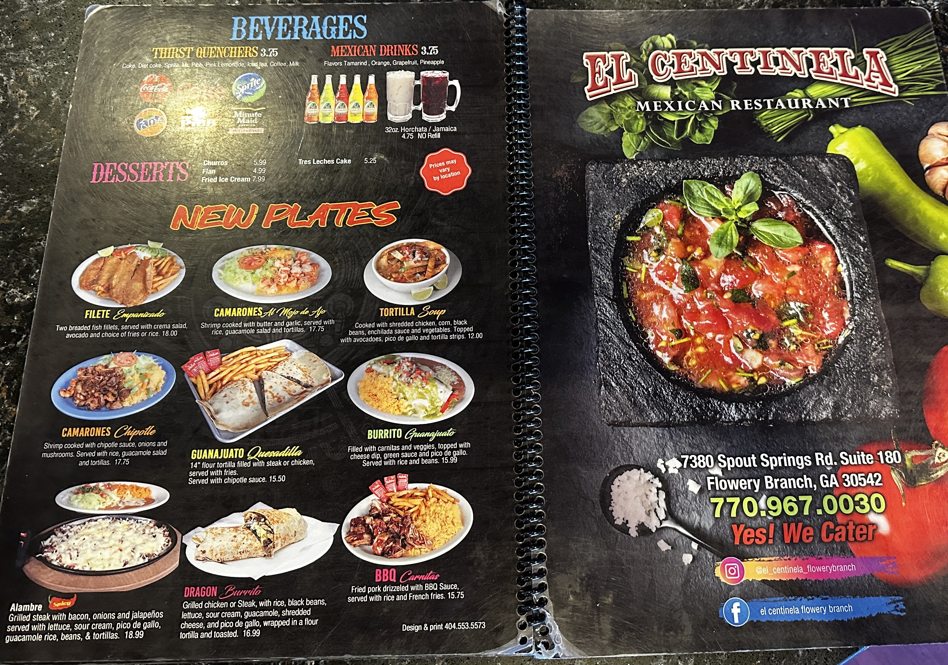 Sizzling fajitas at El Centinela Mexican restaurant in Flowery Branch Georgia