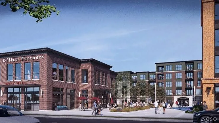 Westfield downtown development with new buildings and streetscape