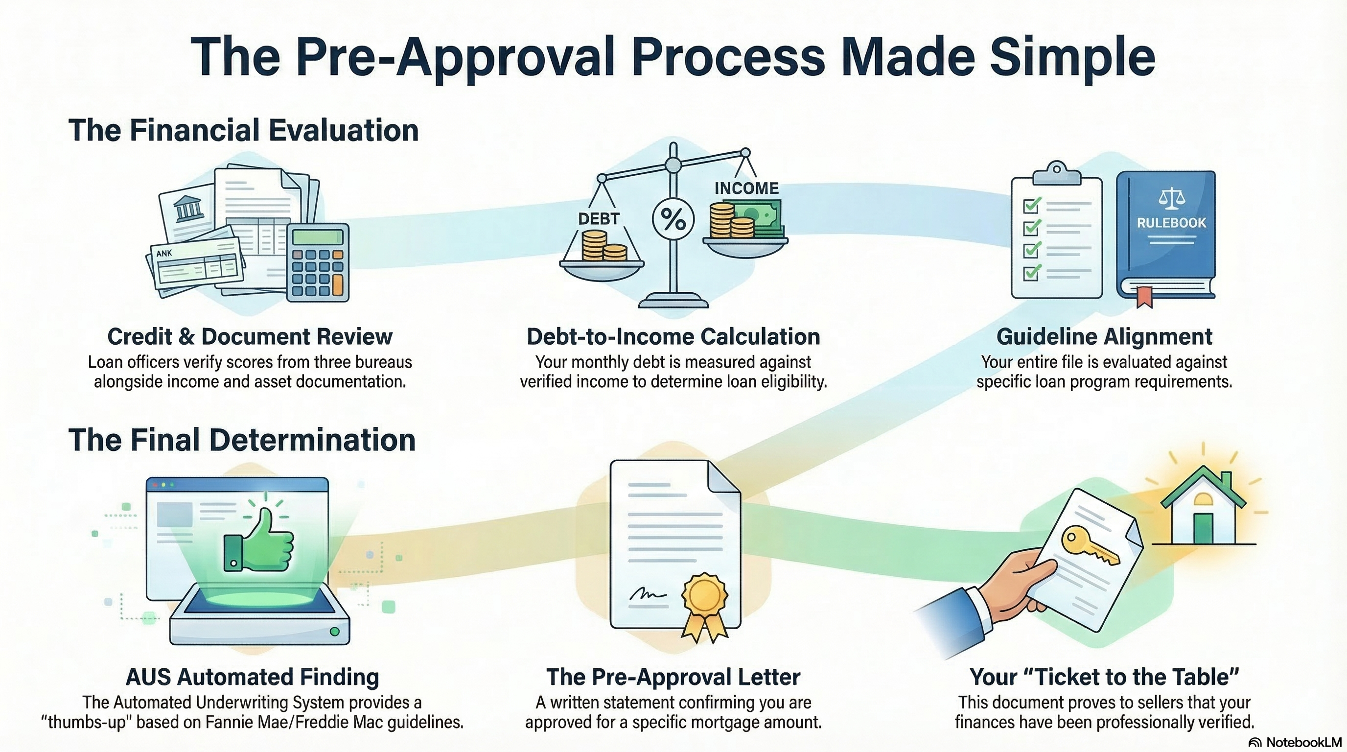 The pre-approval process: how lenders pull and verify your finances to issue a pre-approval letter.