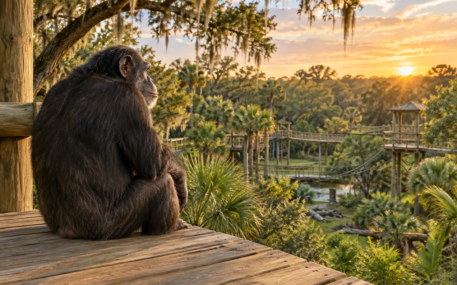 Bubbles, Michael Jackson's famous chimpanzee, living at the Center for Great Apes in Wauchula, Florida