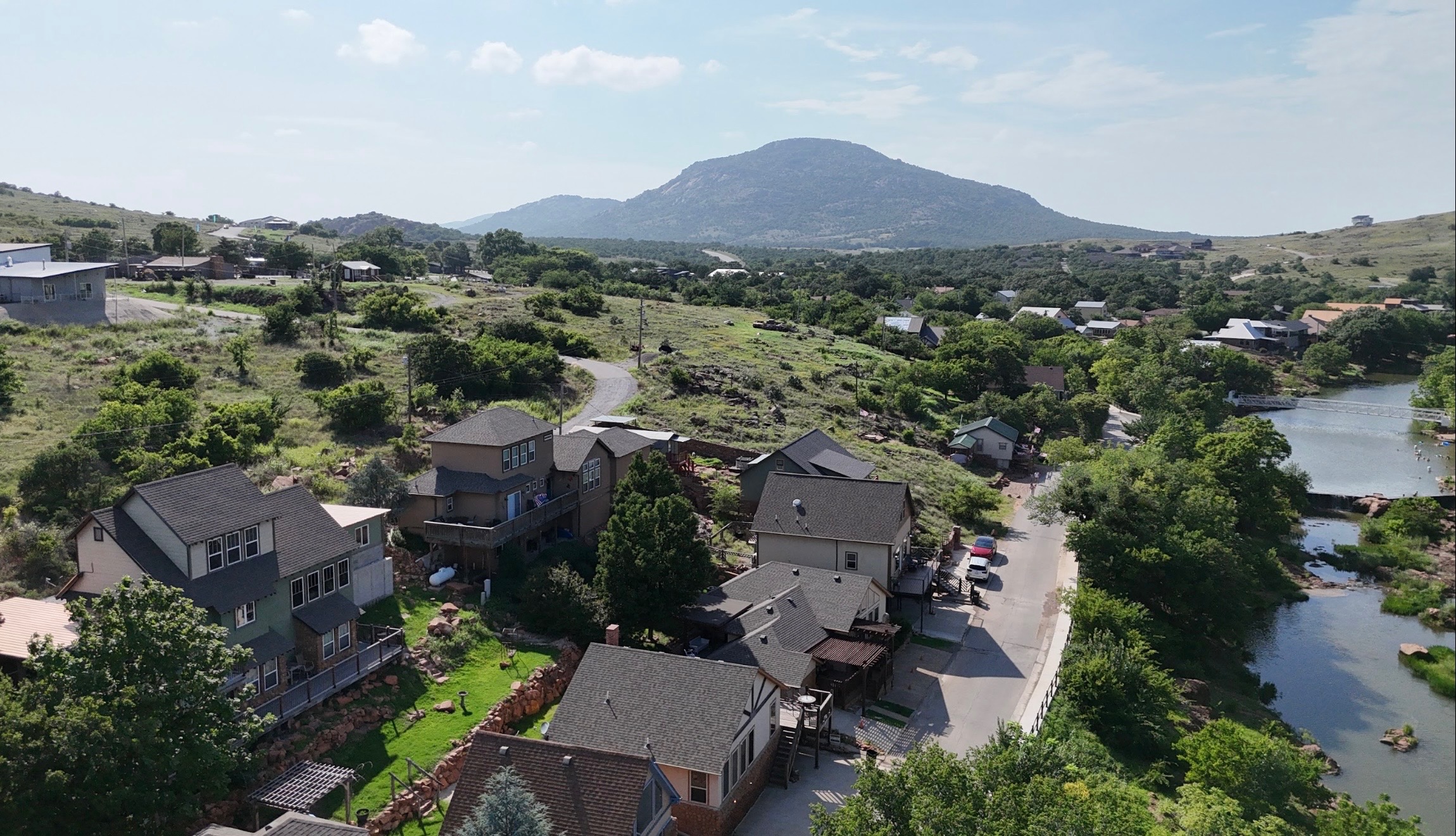 Scenic view of Medicine Park, Oklahoma showcasing the town's unique charm and landscape