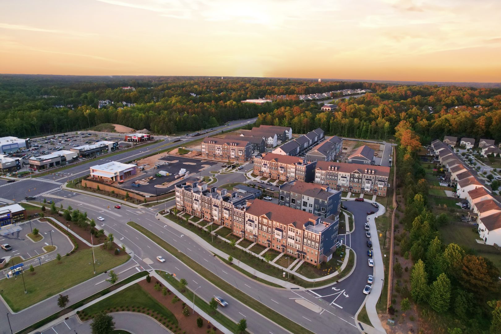 Aerial view of Grove 98 development in Wake Forest NC
