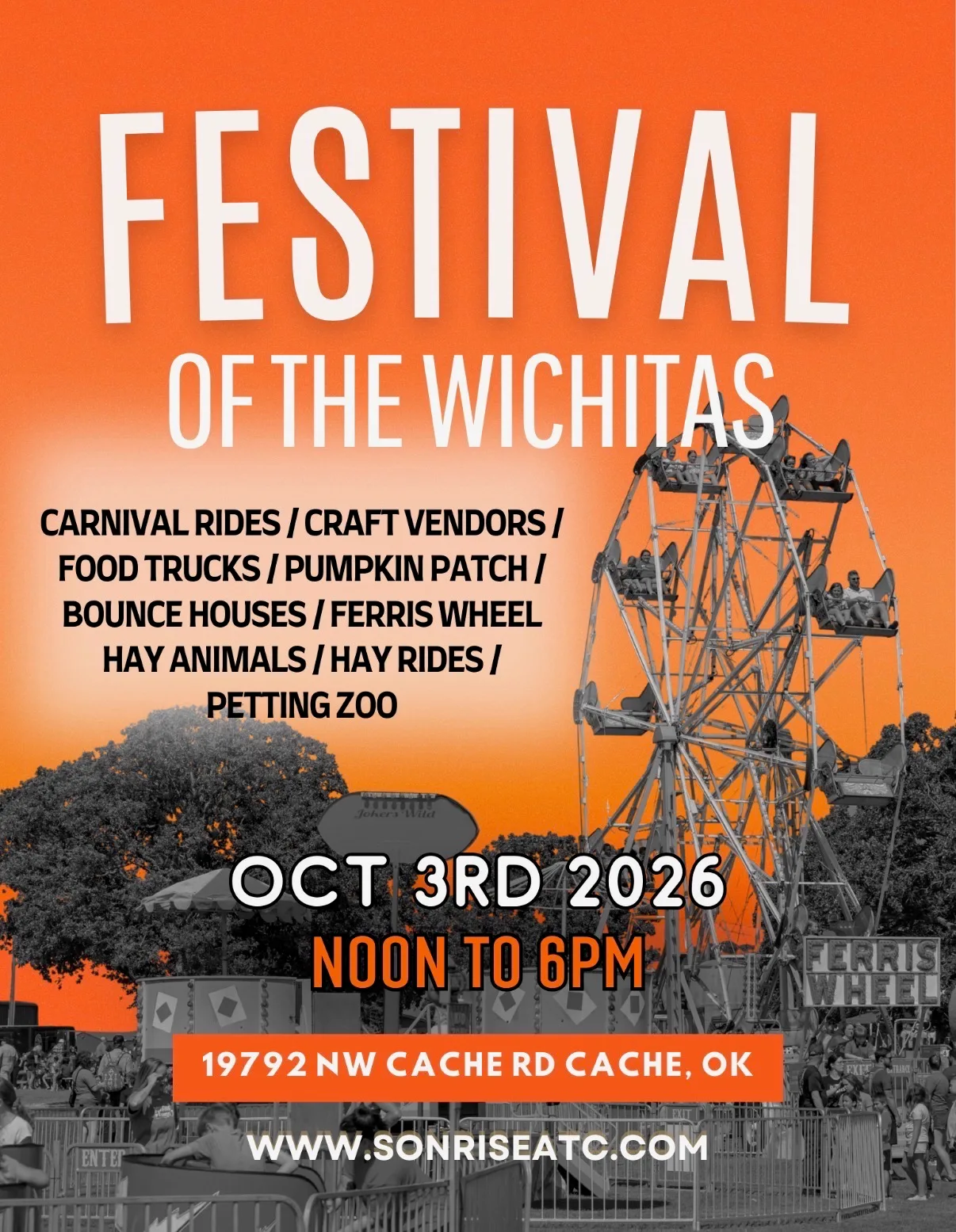 Festival of the Wichitas flyer advertising the Saturday, October 3rd festival in Cache, Oklahoma