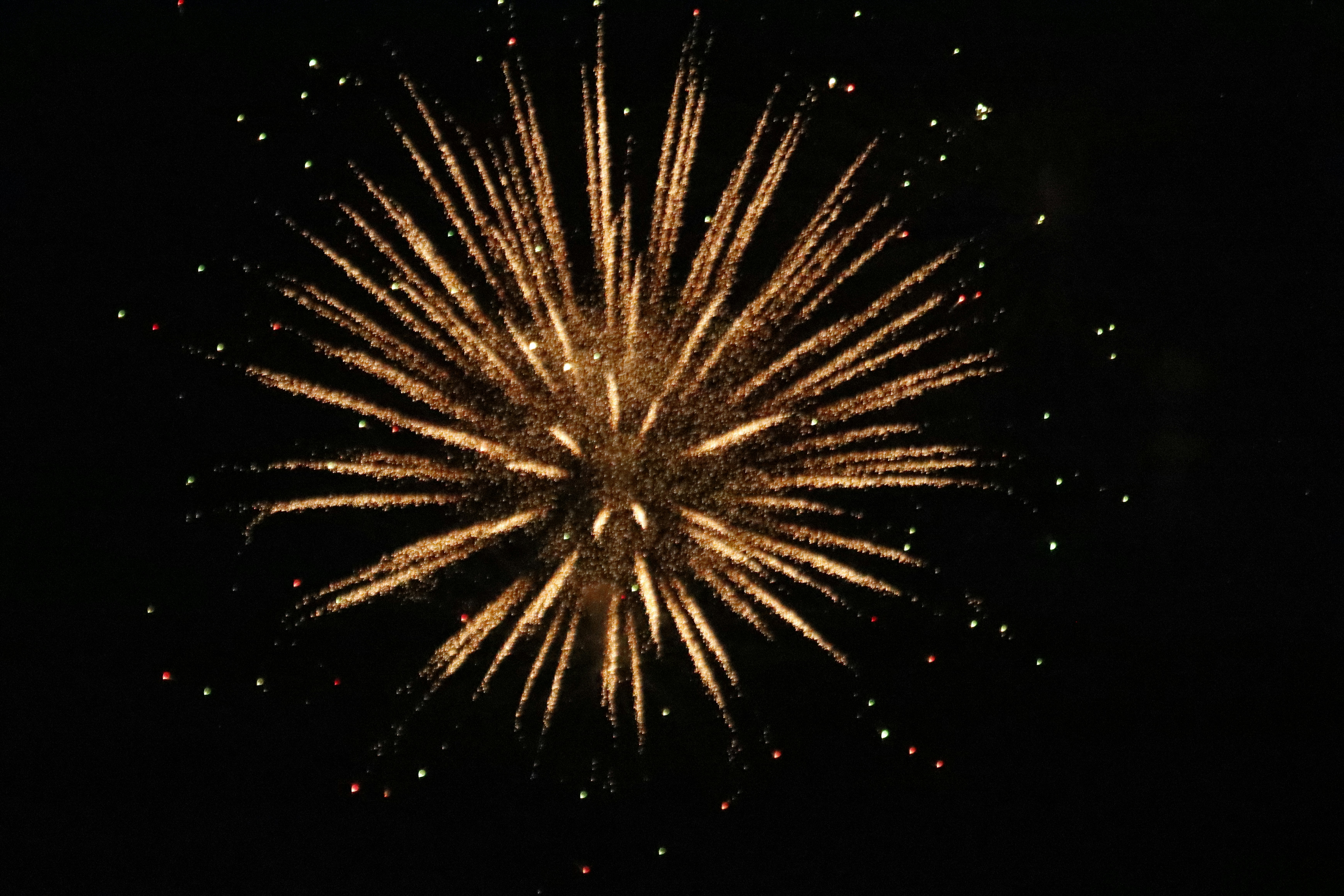 Golden aerial firework burst illuminating the night sky