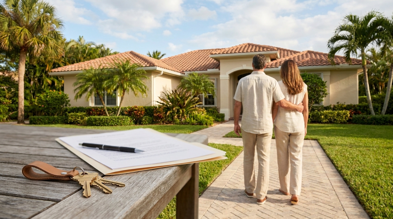 A couple touring their first Florida home in Palm Beach County