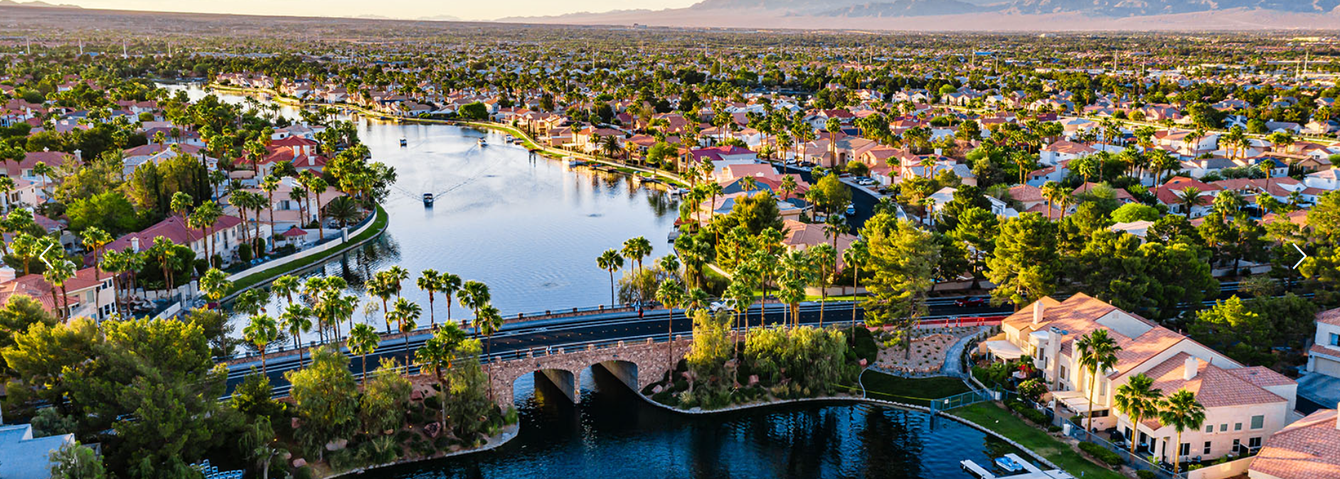 Lake and waterfront scenery at Desert Shores community