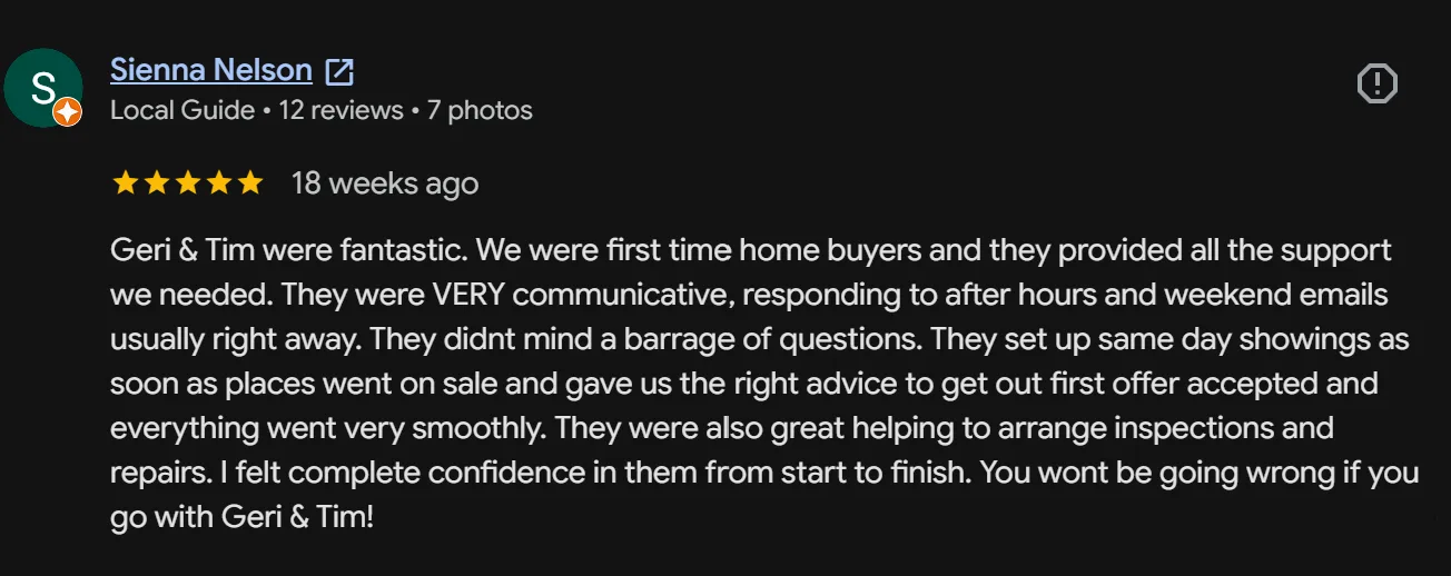 Google review screenshot from a client of the Penner Group