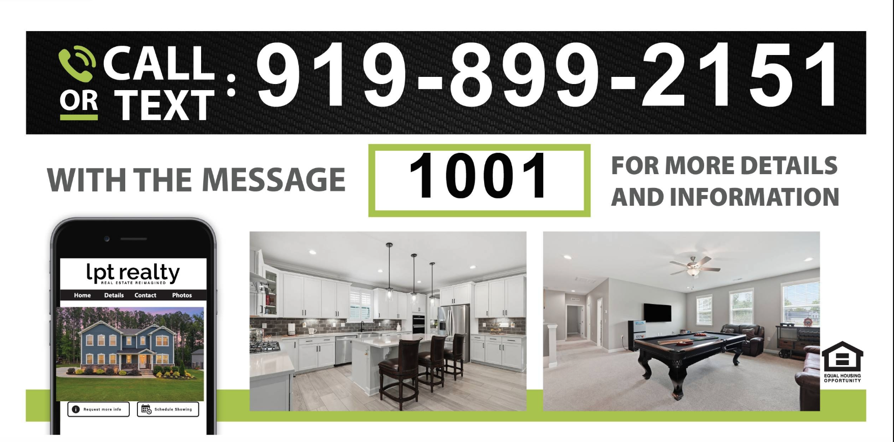 Text panel on the 297 Bonaventure Dr yard sign with an instant text-tracking code for buyers