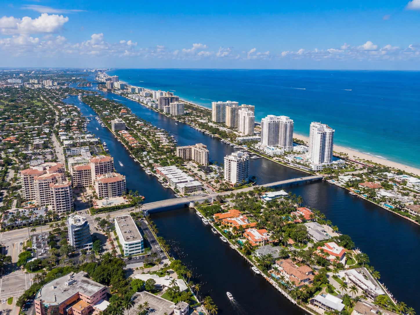 Aerial view of Boca Raton, Florida coastline and city