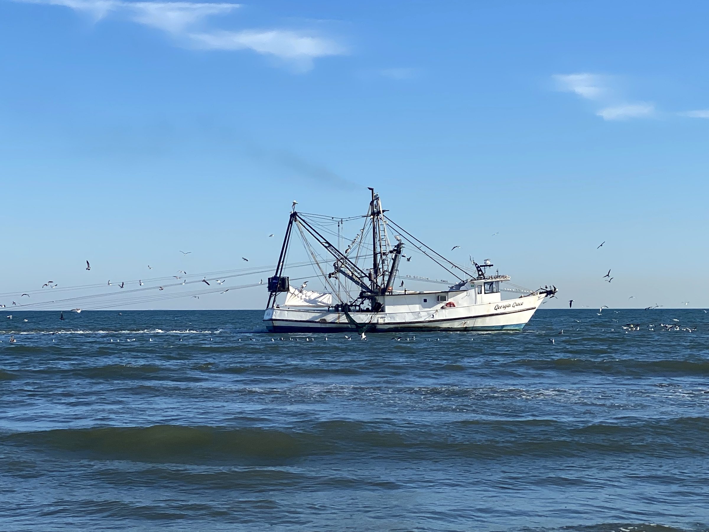 Shrimp boat working offshore near Hilton Head Island