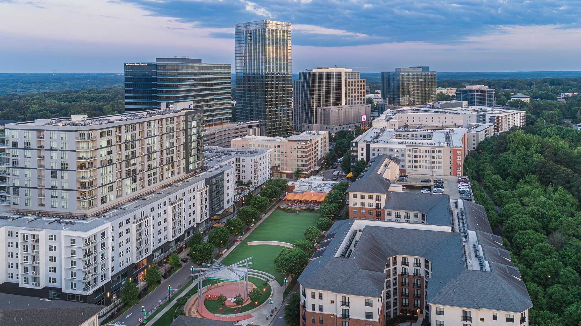 North Hills Midtown district in Raleigh with mixed-use buildings and retail