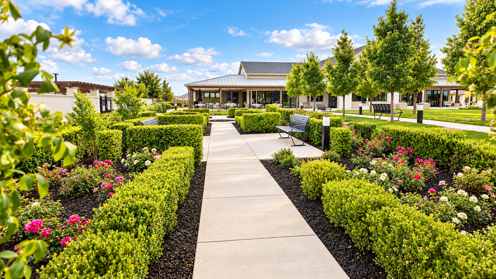 Garden walkways at Club Liberty, Summit at Liberty, Rio Vista