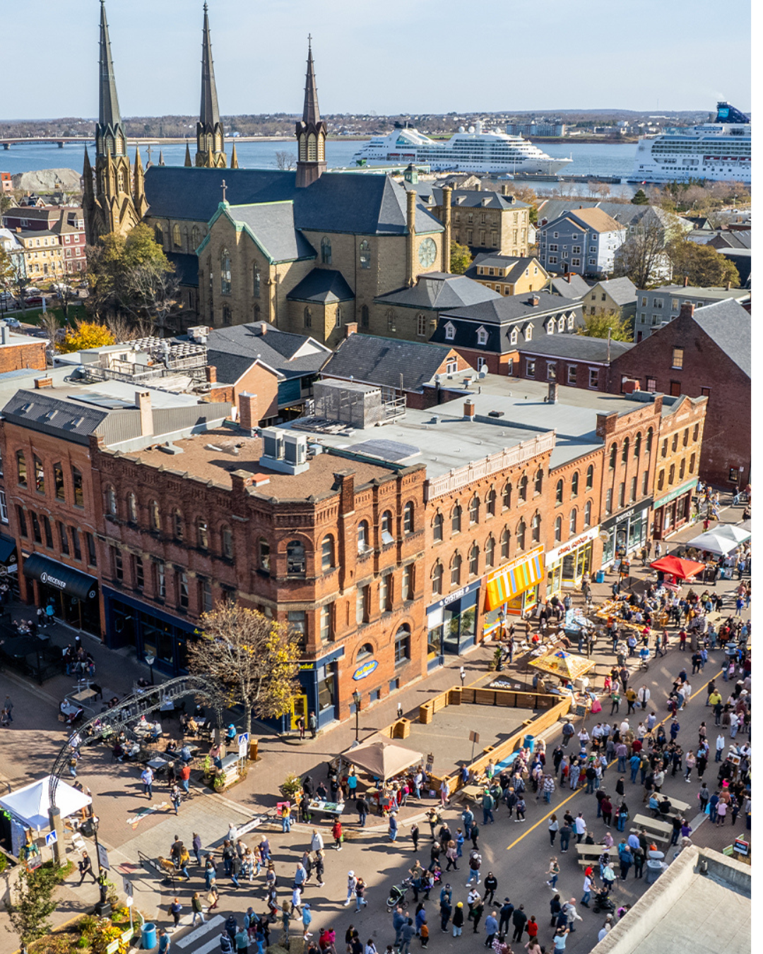 Downtown Charlottetown streetscape with historic architecture and vibrant character