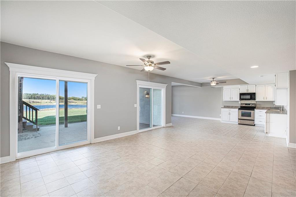 Open living area with kitchen