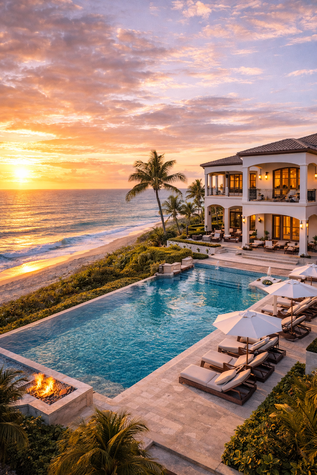 Luxurious oceanfront property on the beach in Highland Beach, Florida
