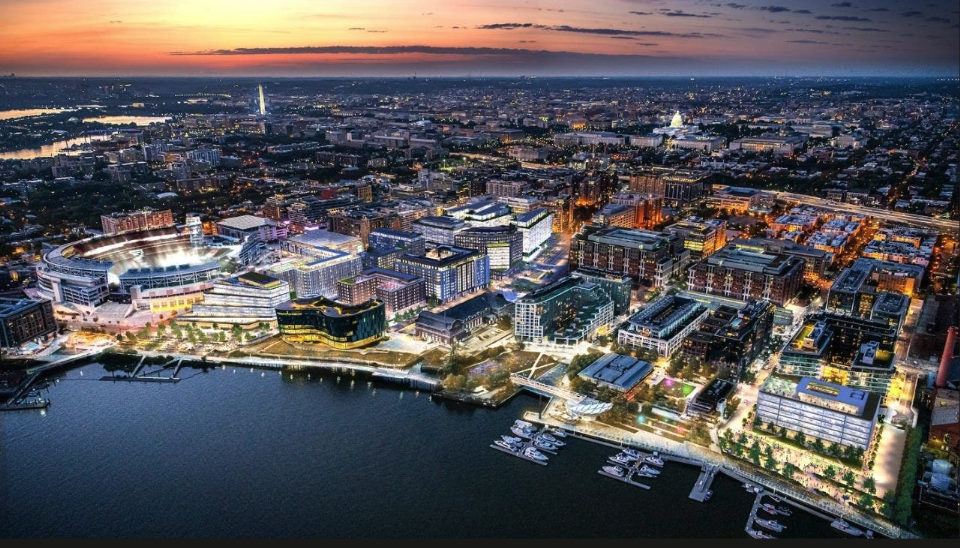 Modern waterfront development in the Navy Yard and Capitol Riverfront area of Washington DC