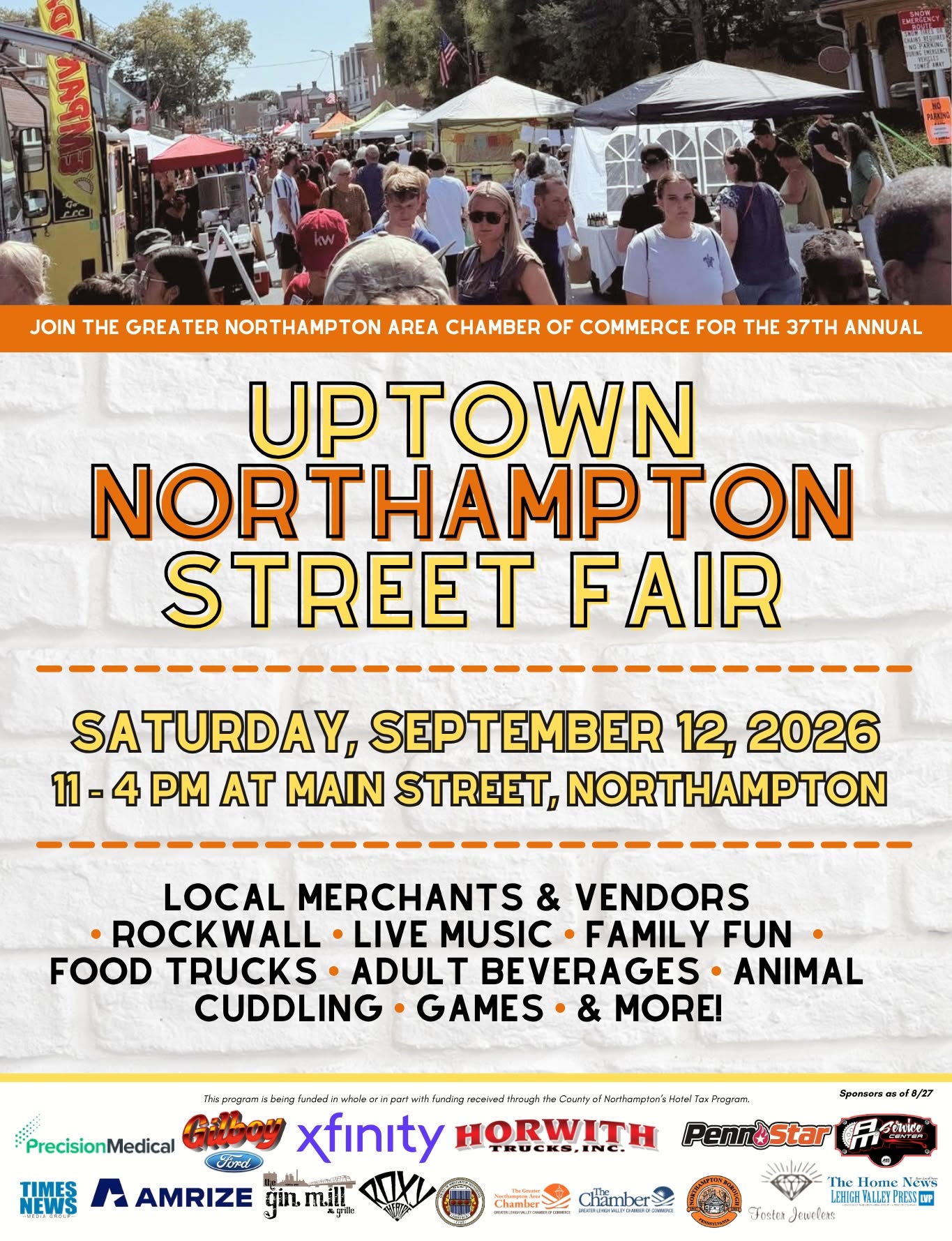 Flyer for the 37th Annual Uptown Northampton Street Fair on Saturday, September 12 on Main Street, Northampton
