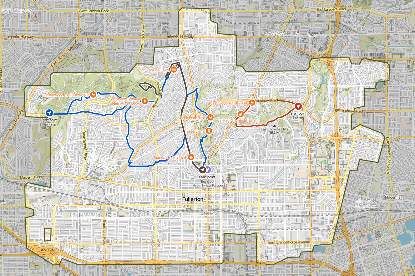 Fullerton Core Trail Networks Map