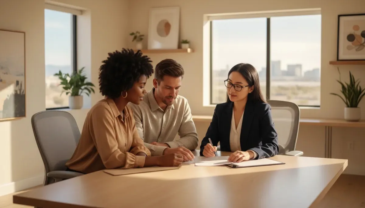 A Las Vegas couple reviewing divorce home buyout options and the equity in the family home