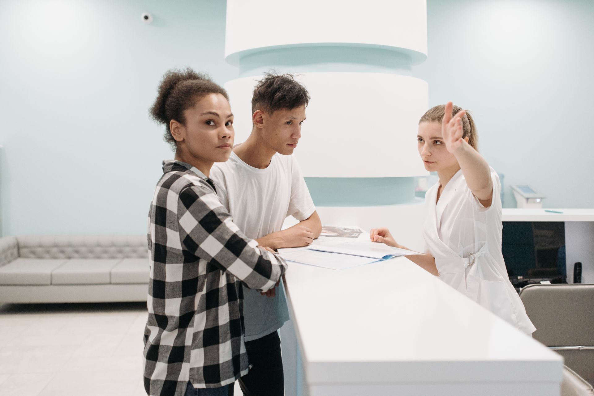 The clinic front desk at TruHealth Primary Care in Locust Grove, Georgia