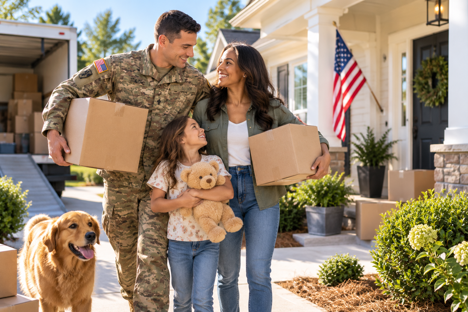 Military family arriving at their new home near Fort Gordon